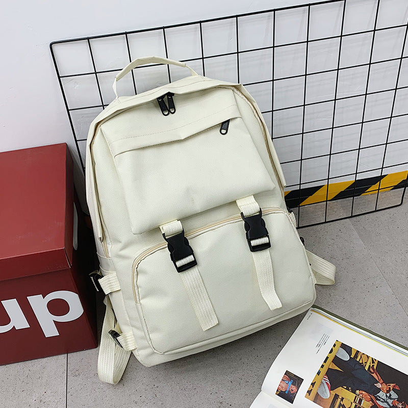 Black and white solid color schoolbag backpack