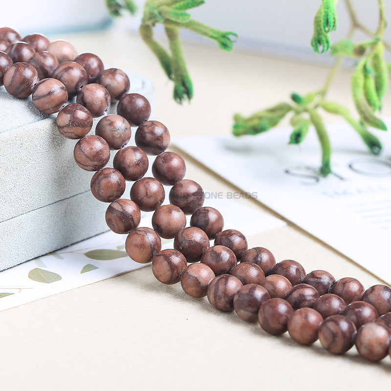 New red wood grain stone loose beads