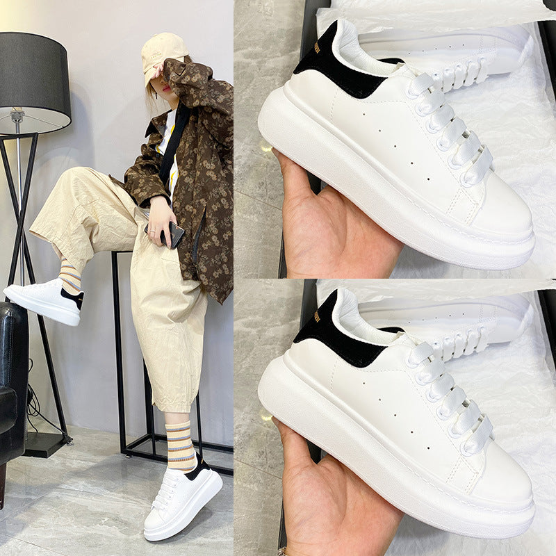 New Women's White Platform Sneakers: Trendy & Casual