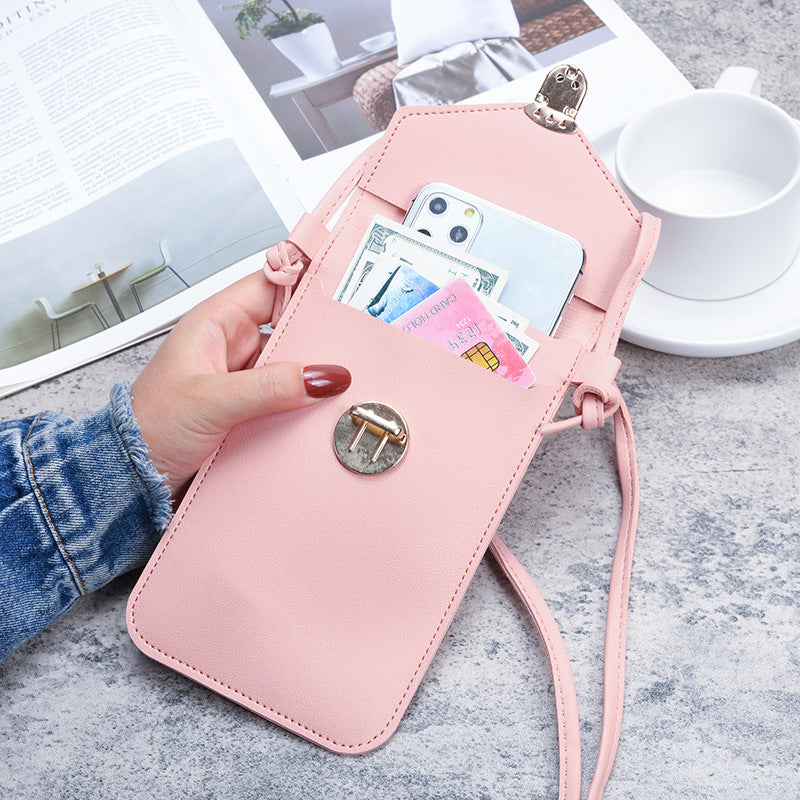 Pu leather touch screen mobile phone wallet female