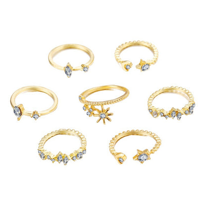 Star Moon Ring Set 7-piece