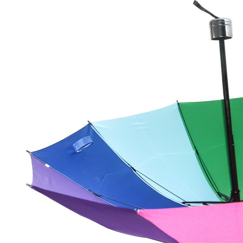 Hongfu 3-Fold Rainbow Umbrella Impact Fabric Umbrella