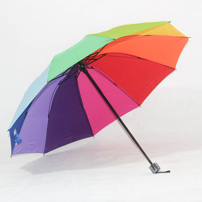 Hongfu 3-Fold Rainbow Umbrella Impact Fabric Umbrella