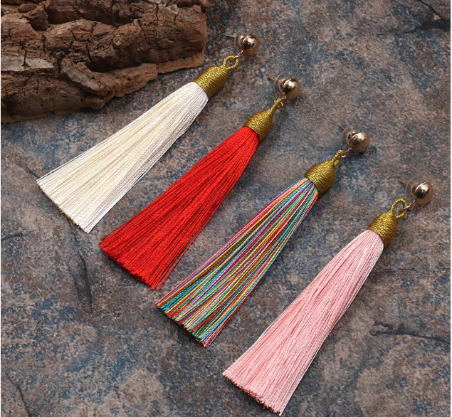 Hand-woven fringed earrings