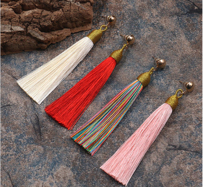 Hand-woven fringed earrings