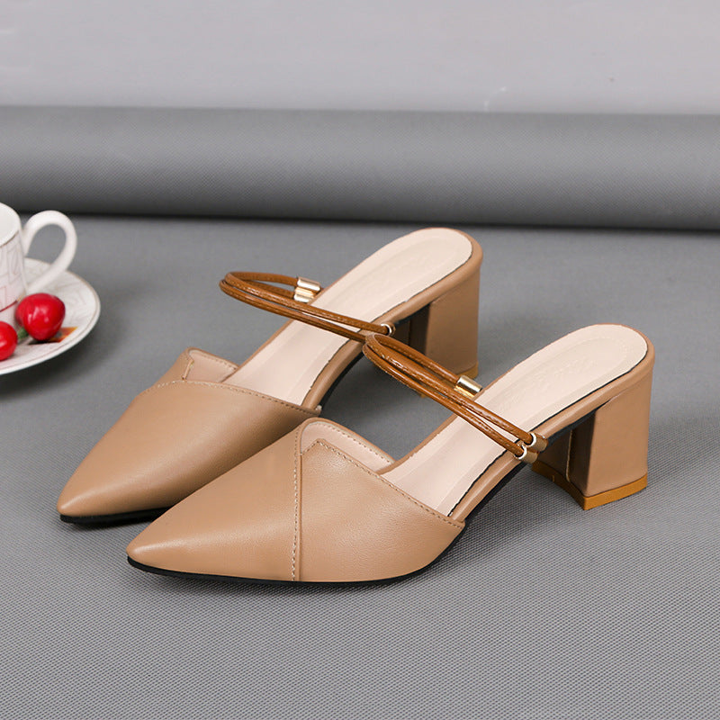 Half-dragged block heel sandals for women