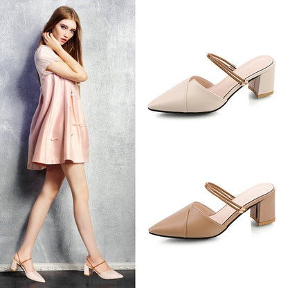 Half-dragged block heel sandals for women