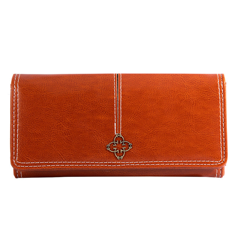 New oil wax leather wallet retro