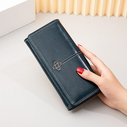 New oil wax leather wallet retro