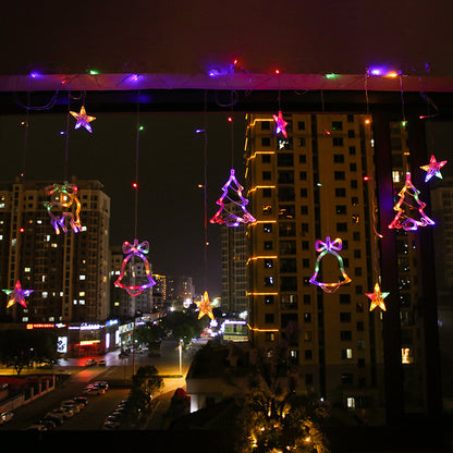 Solar Christmas Curtain Lights Star and Moon Lights String Lights