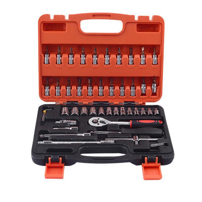 46-Piece chrome vanadium steel sleeve combination tool