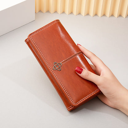 New oil wax leather wallet retro