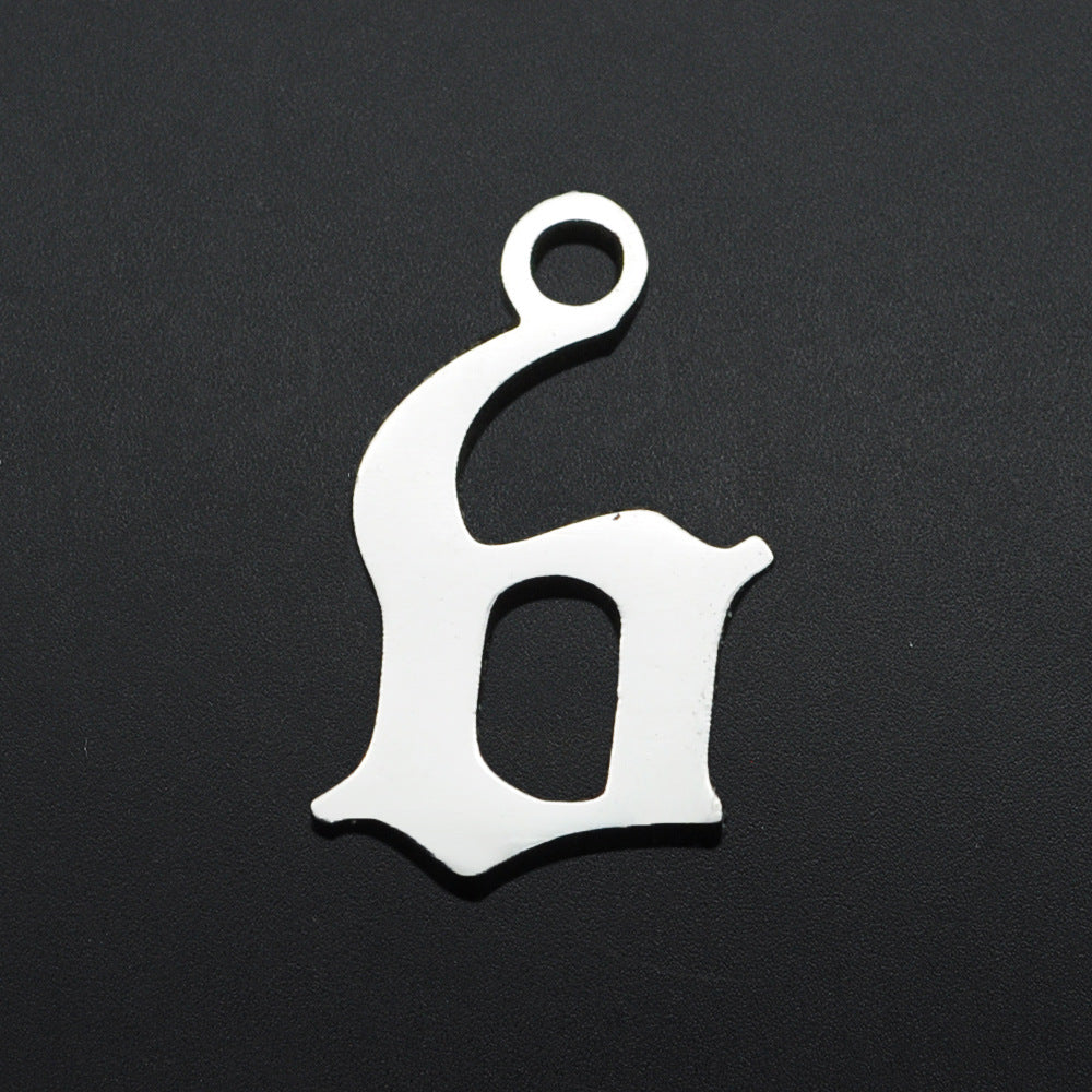 5 pcs/titanium steel hollow letter pendant