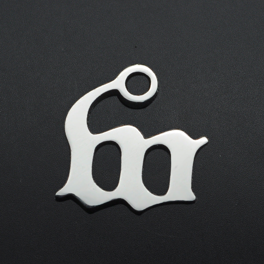 5 pcs/titanium steel hollow letter pendant