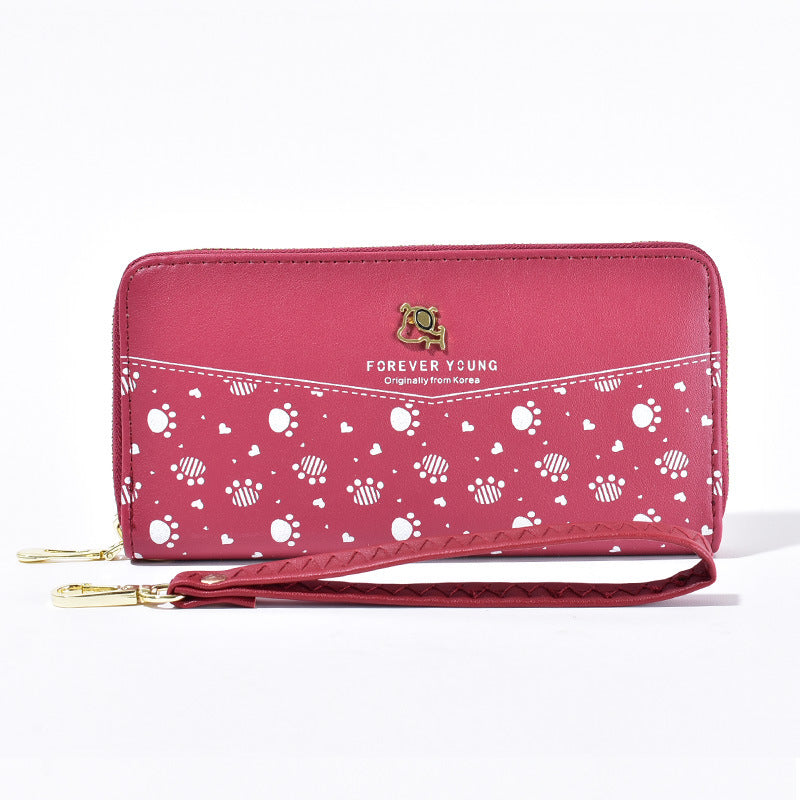 Puppy print single pull clutch bag wallet