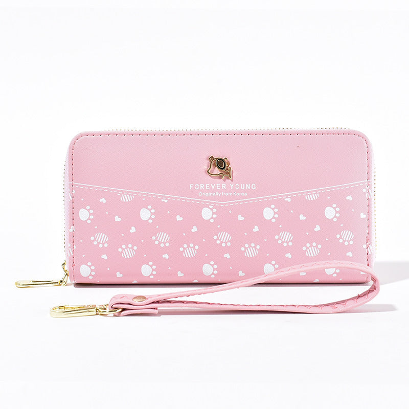 Puppy print single pull clutch bag wallet