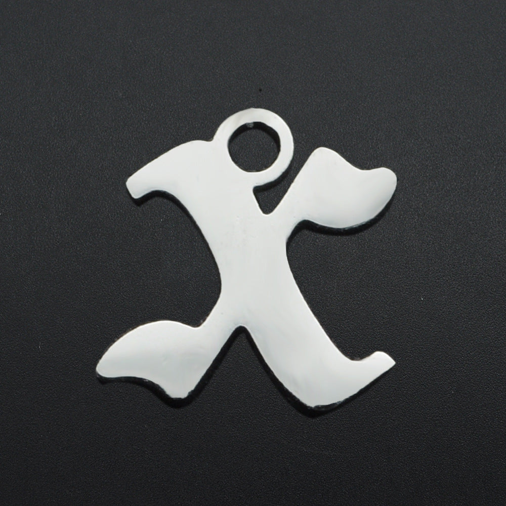 5 pcs/titanium steel hollow letter pendant