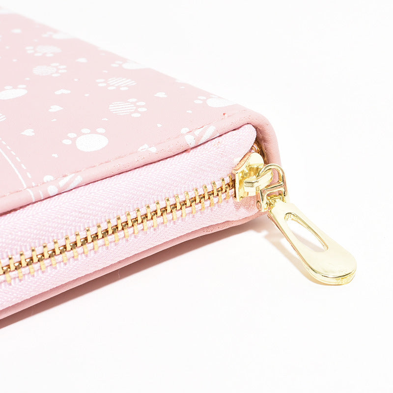 Puppy print single pull clutch bag wallet