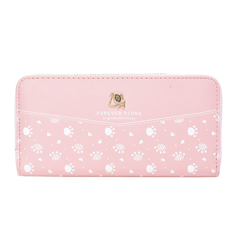 Puppy print single pull clutch bag wallet