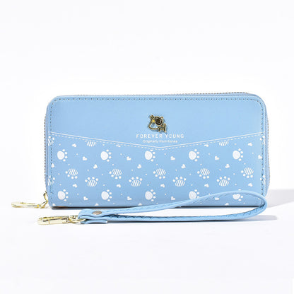 Puppy print single pull clutch bag wallet