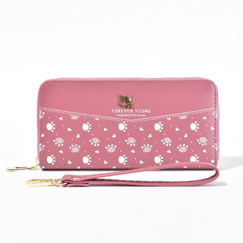 Puppy print single pull clutch bag wallet