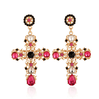 Big brand cross diamond earrings