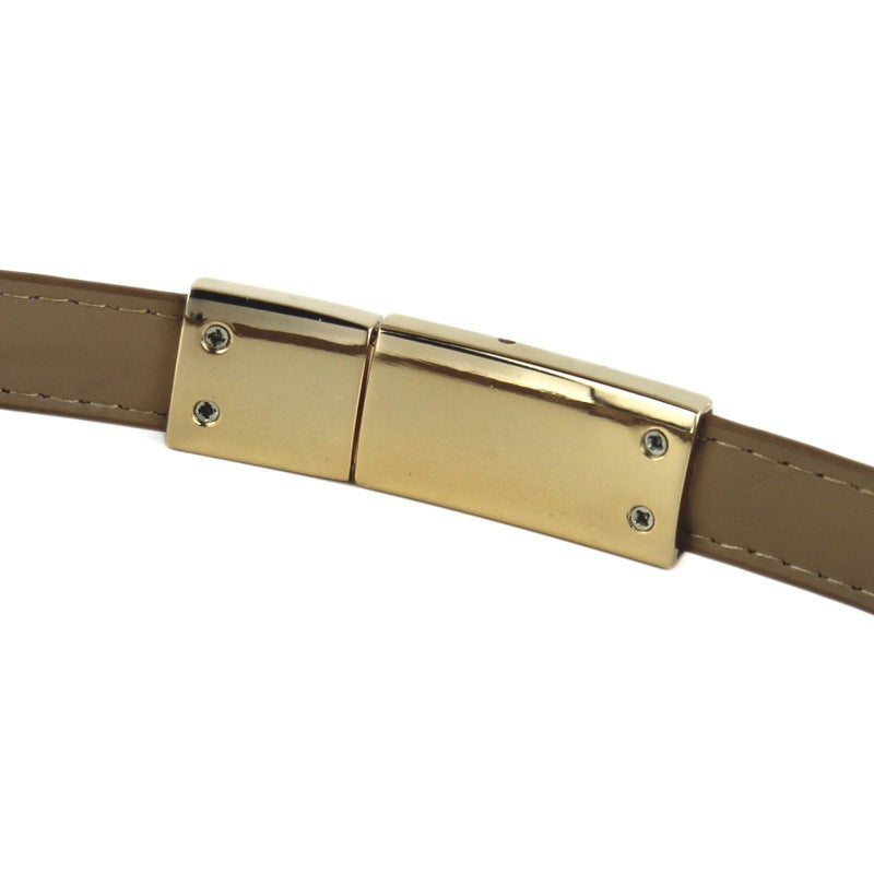 Versatile leather patent leather belt