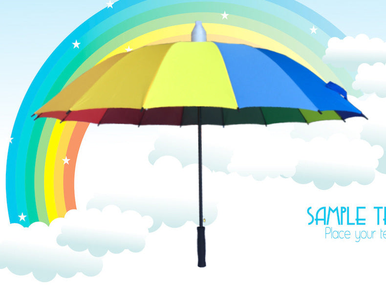 16 Rib Automatic Rainbow Umbrella Extra Large Three-Person Umbrella