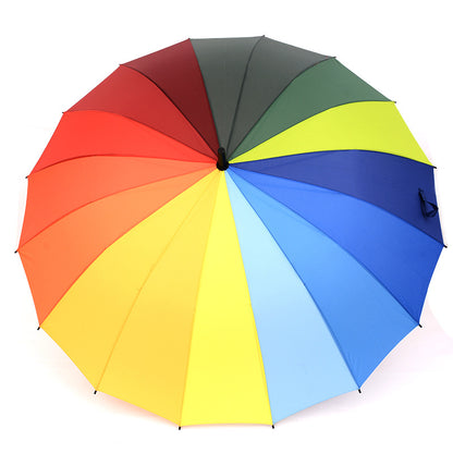 70cm 16-Rib Rainbow Umbrella Long Handle Custom Wholesale