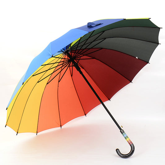 70cm 16-Rib Rainbow Umbrella Long Handle Custom Wholesale