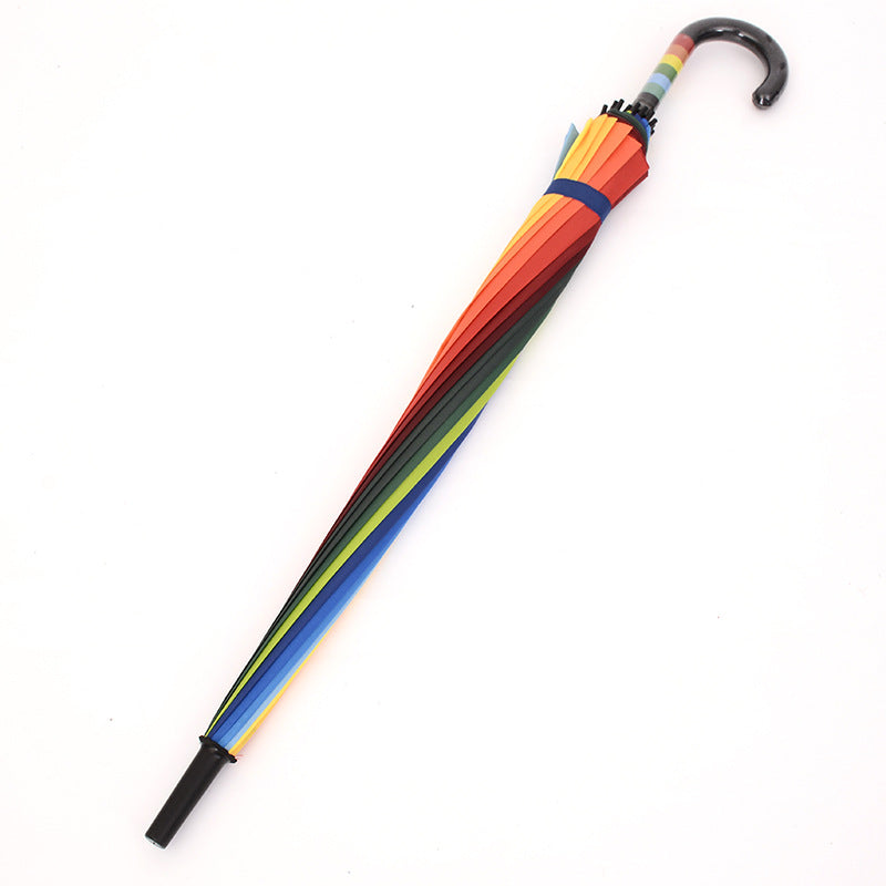 70cm 16-Rib Rainbow Umbrella Long Handle Custom Wholesale