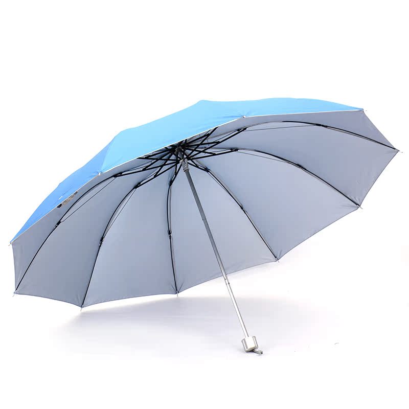 Ten-Rib Triple-Fold Silver Coated Promotional Umbrella