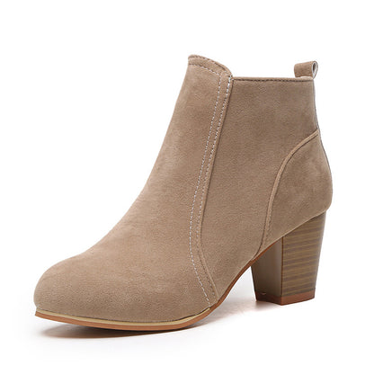 Thick heel high heel short boots