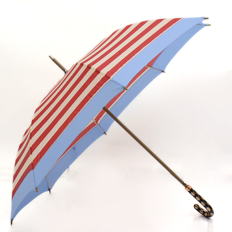 65cm Fiberglass Striped Long Handle Business Umbrella