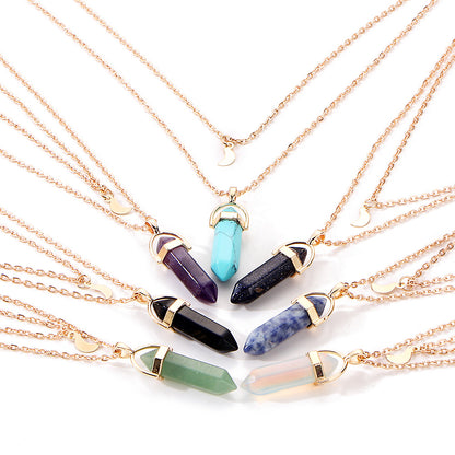 Glass Hexagonal Pillar Necklace