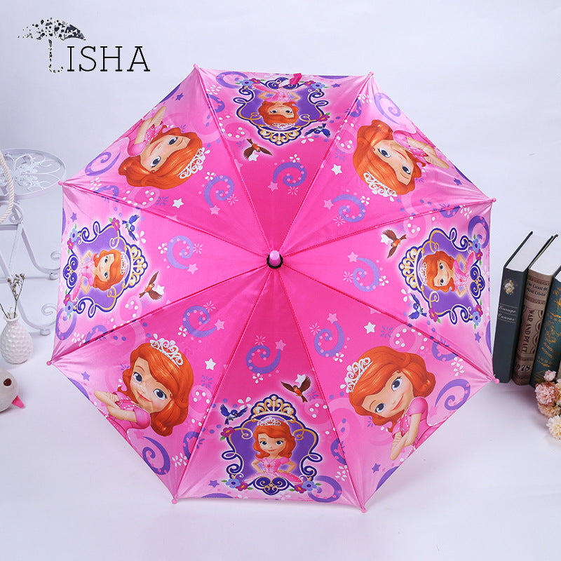 Children's Elsa Umbrella Safe Straight Handle Automatic Umbrella