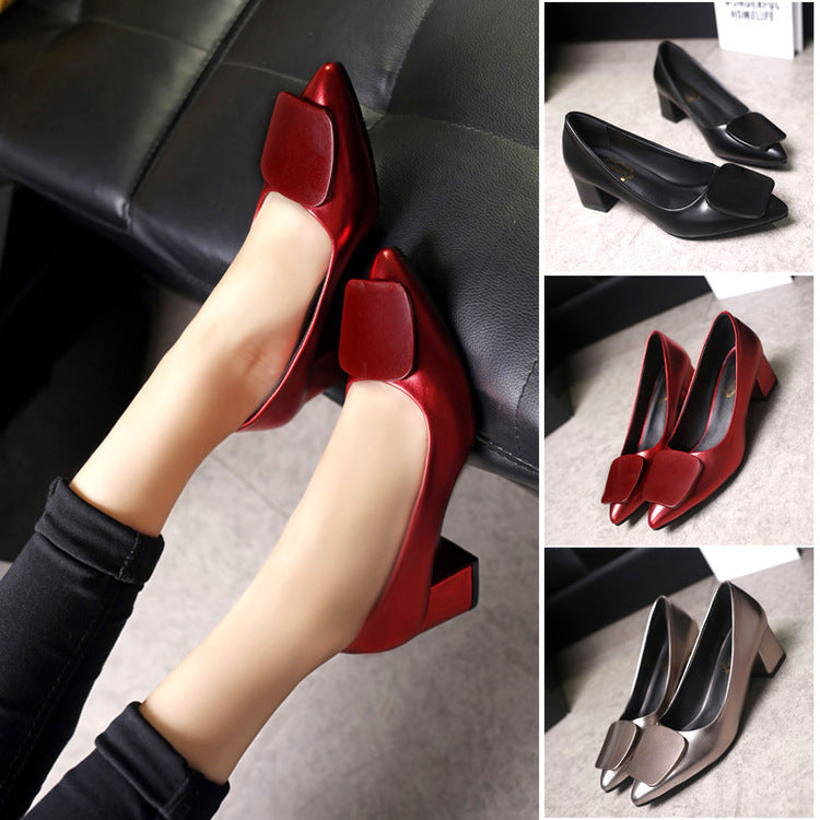 Korean version of pointed-toed shallow-mouth women's shoes