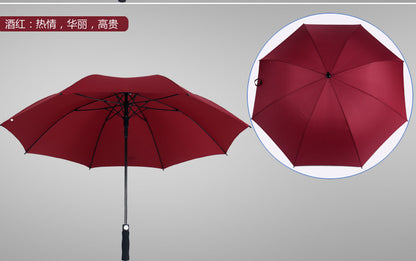 Large 8 Rib Golf Umbrella Automatic Fiber Umbrella