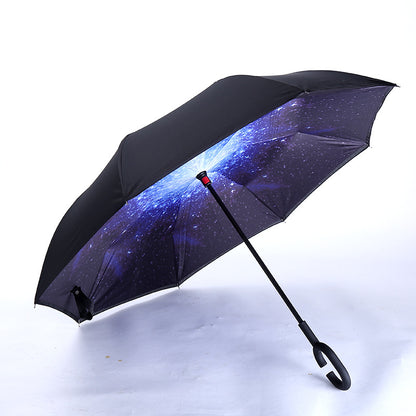 C-Handle Hands-Free Car Reverse Umbrella Double-Layer Windproof