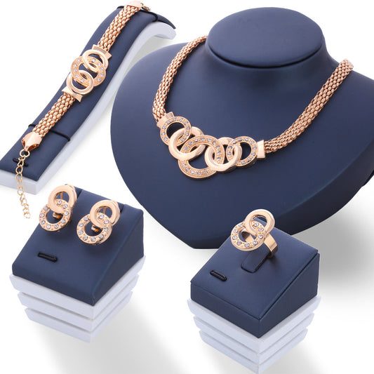 Five-ring set: necklace, earrings, bracelet, ring, four-piece set