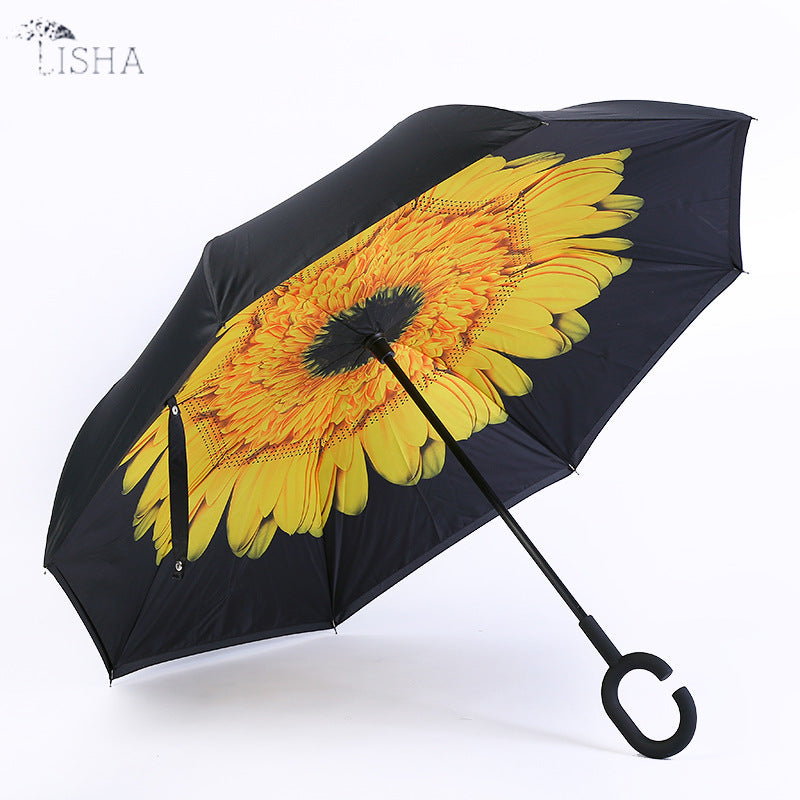 C-Handle Hands-Free Car Reverse Umbrella Double-Layer Windproof