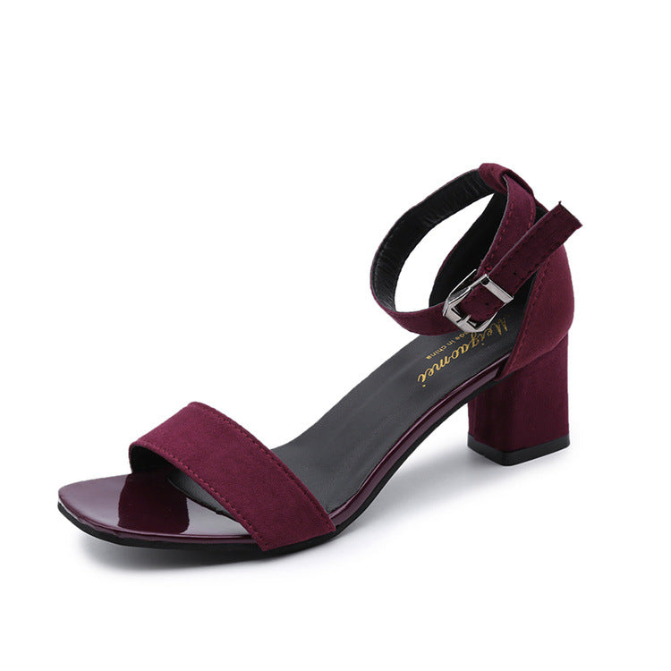 One-word buckle Roman high heels