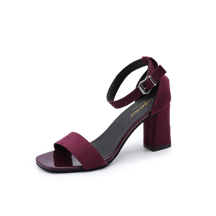 One-word buckle Roman high heels