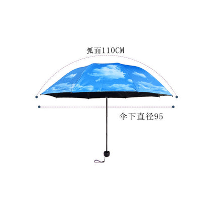 Three-Fold Black Coated Creative Sun Umbrella