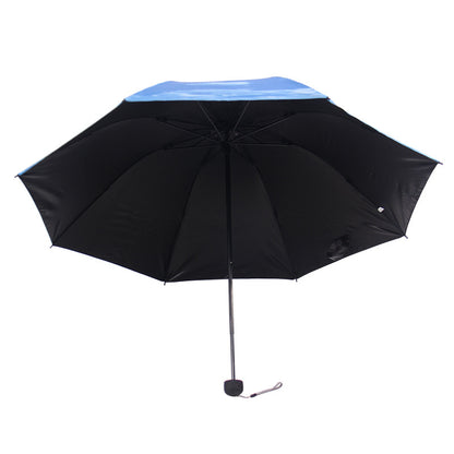 Three-Fold Black Coated Creative Sun Umbrella