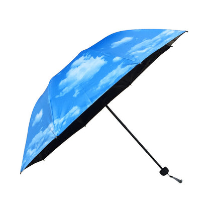 Three-Fold Black Coated Creative Sun Umbrella