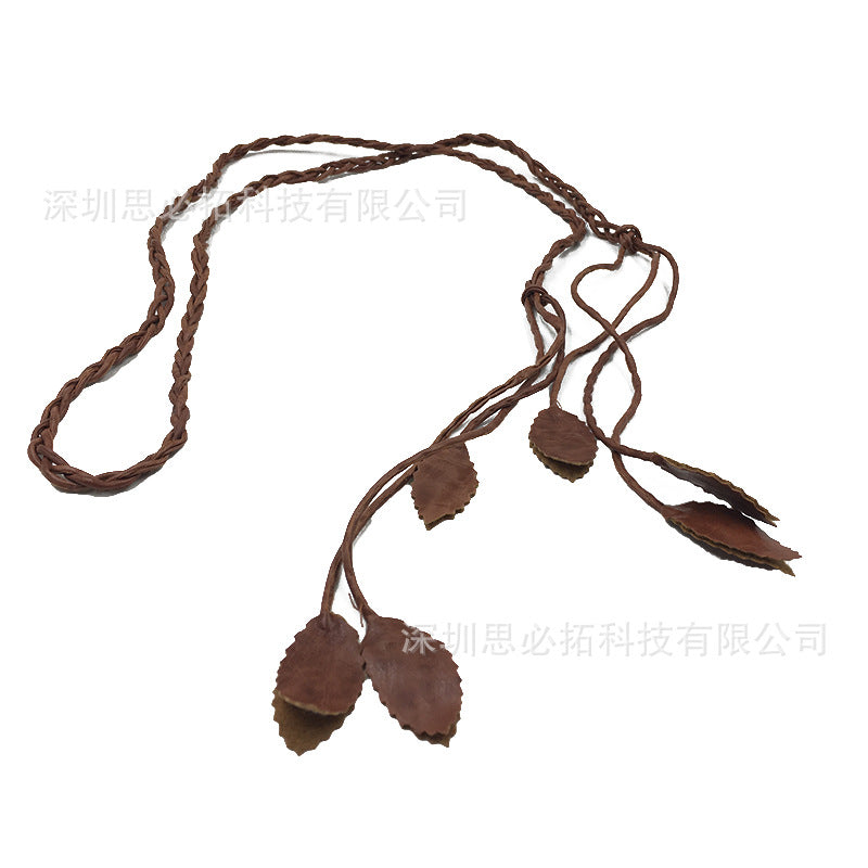 Woven Wax Rope Leaf Belt