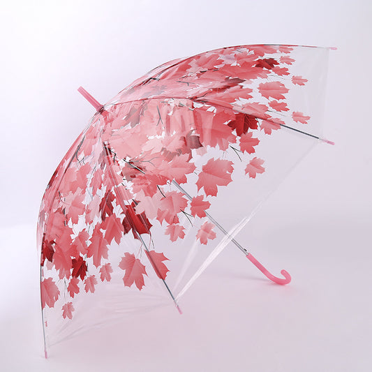 Simple Maple Leaf Auto Straight Umbrella Portable Gift Stock Wholesale