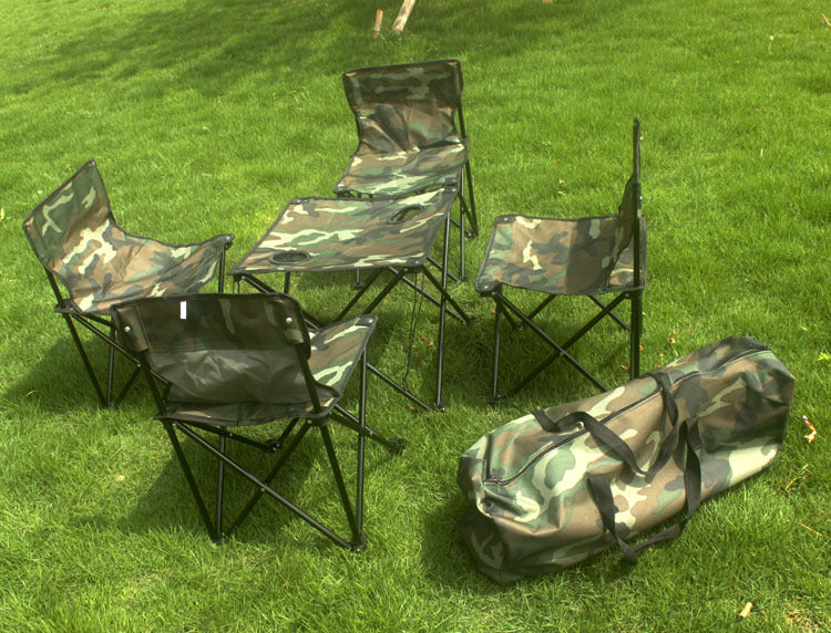 Outdoor folding table and chairs five-piece set