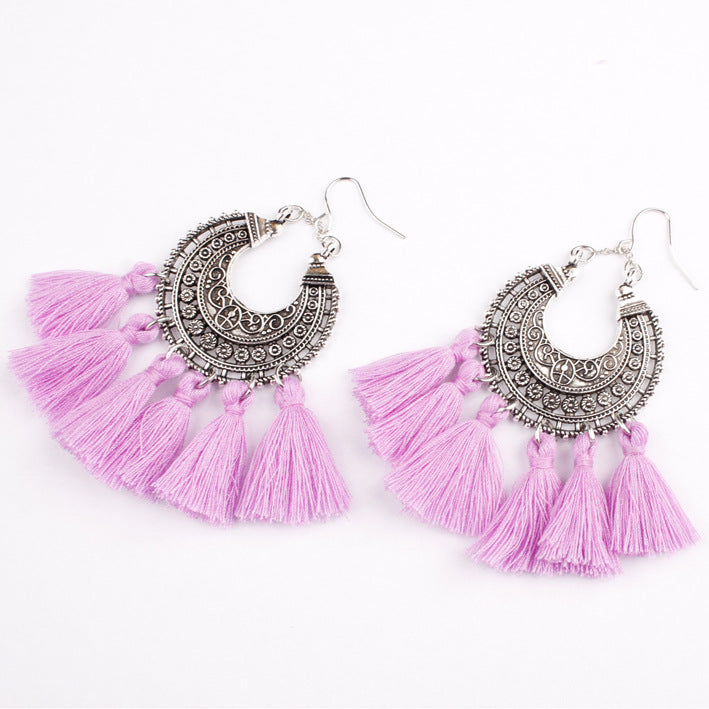 Multi-colored fringed earrings